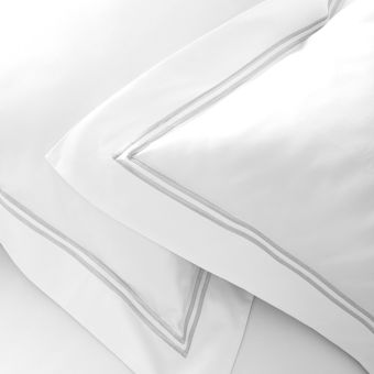 Taie d'oreiller en satin de coton égyptien 320 fils double bourdon argent