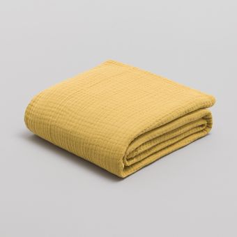Plaid en quadruple gaze de coton 400 gsm - moutarde