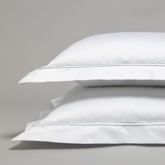 Taie d'oreiller en satin de coton égyptien 320 fils double bourdon argent