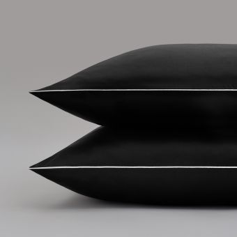 Taie d'oreiller en satin Tencel 120 fils - noir