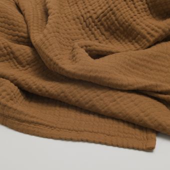 PLAID en quadruple gaze de coton 400 gsm - ocre