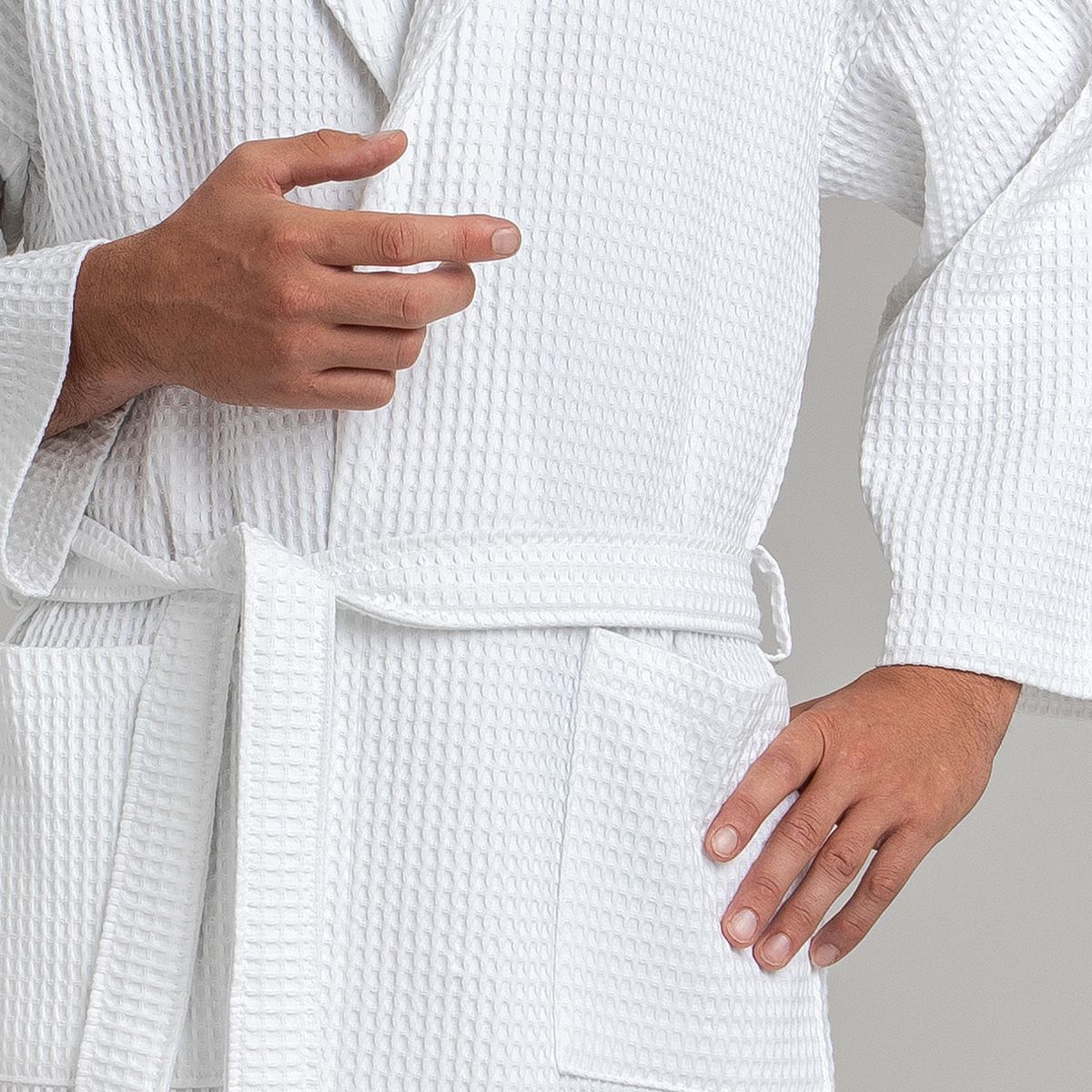 Peignoir de bain en coton nid d’abeille 330 gsm - blanc