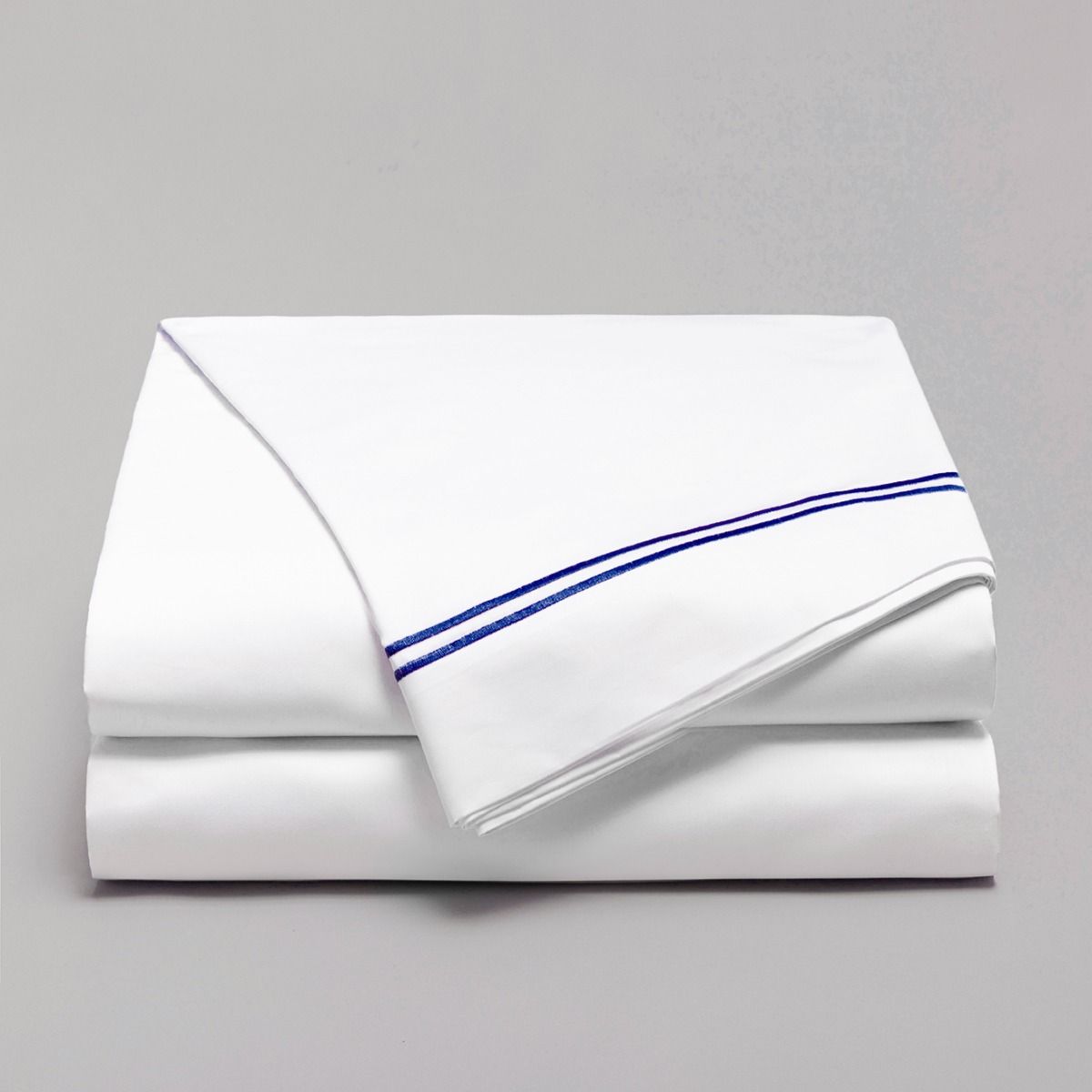 Drap plat coton égyptien 320 fils - bleu