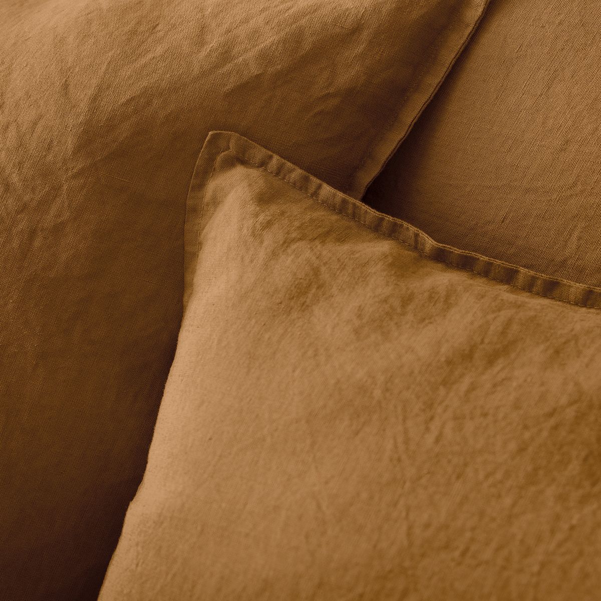 Housse de couette en pur lin lavé français - marron glaçé