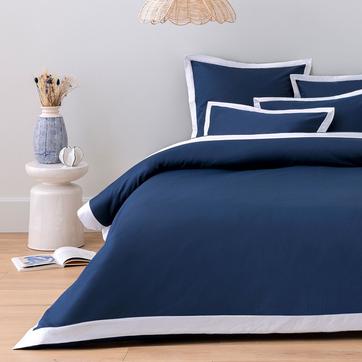 Taie d’oreiller en satin de coton égyptien 240 fils - bleu