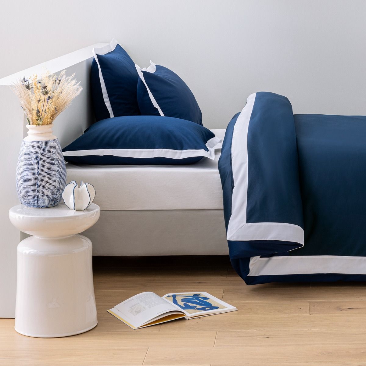 Housse de couette en satin de coton égyptien 240 fils - bleu