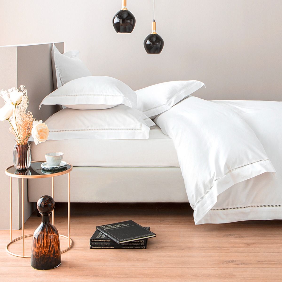 Housse de couette en satin de coton égyptien 240 fils finition jour échelle