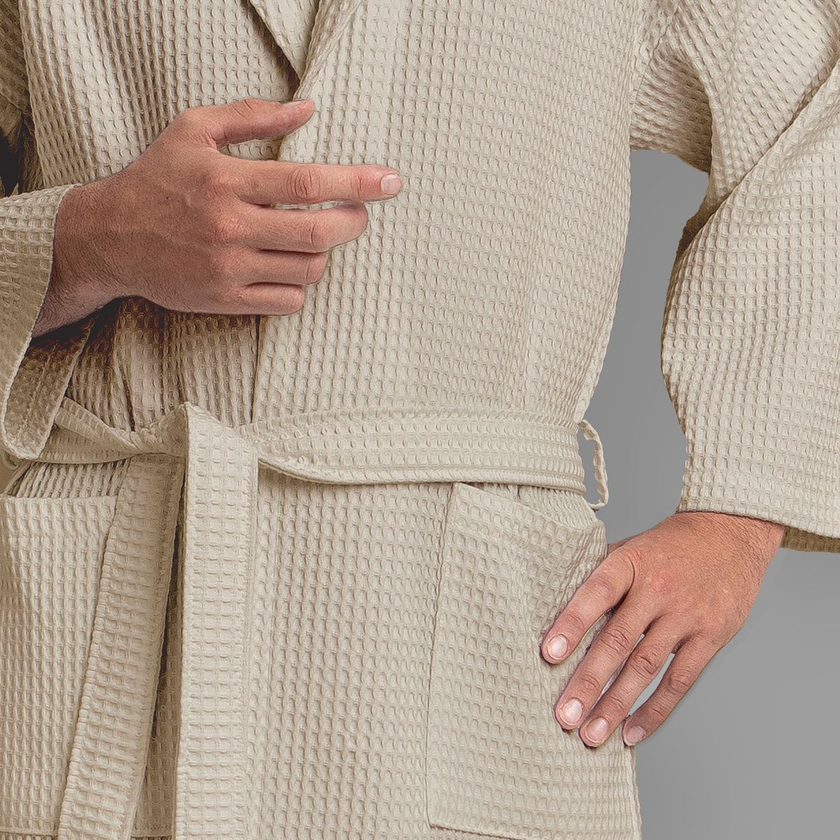 Peignoir de bain en coton nid d’abeille 330 gsm - beige