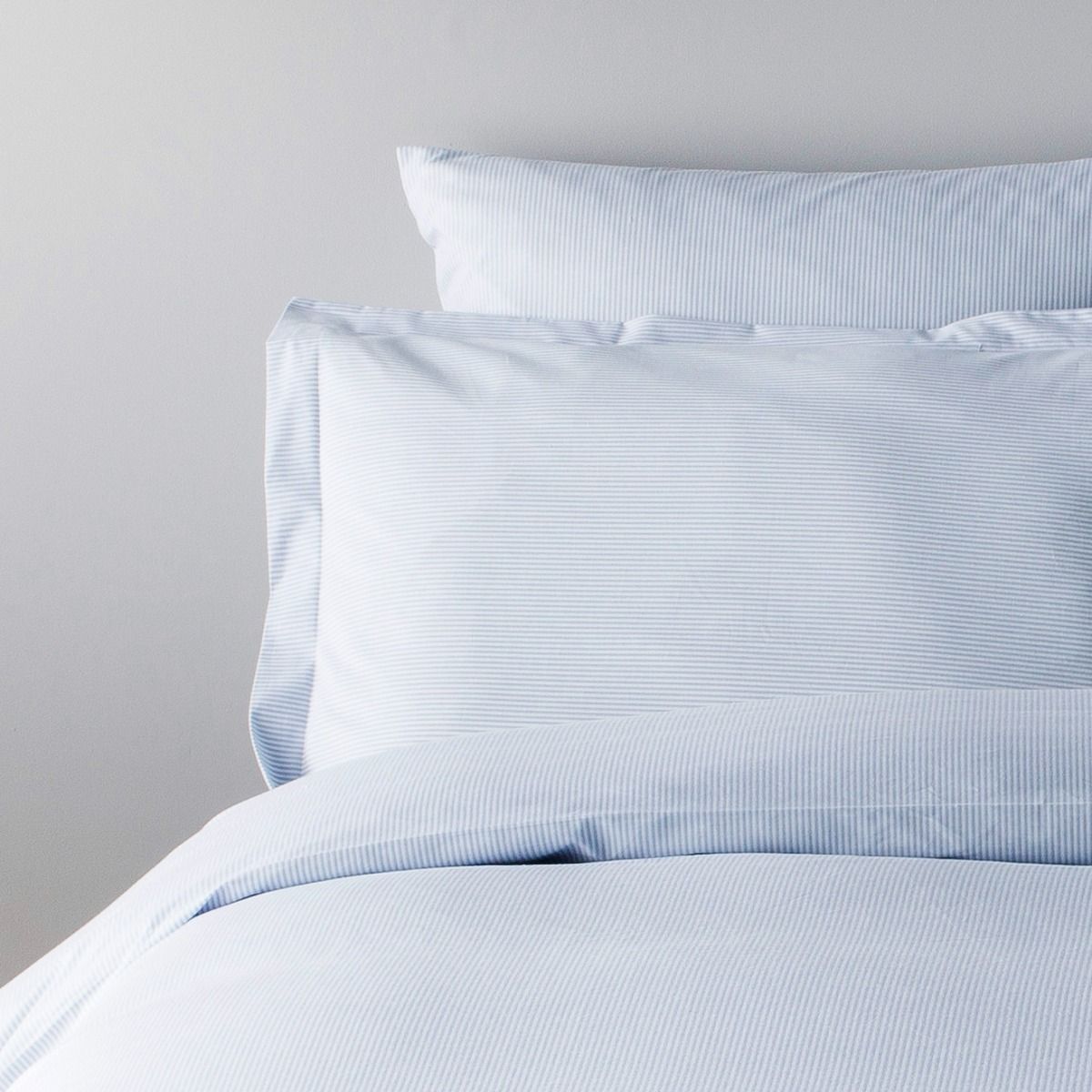 Housse de couette en percale de coton tissé teint oxford bleu