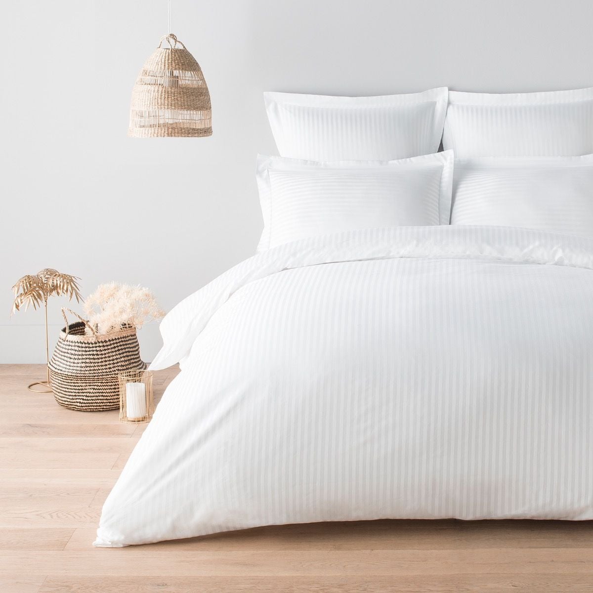 Housse de couette en satin de coton égyptien 240 fils à bandes