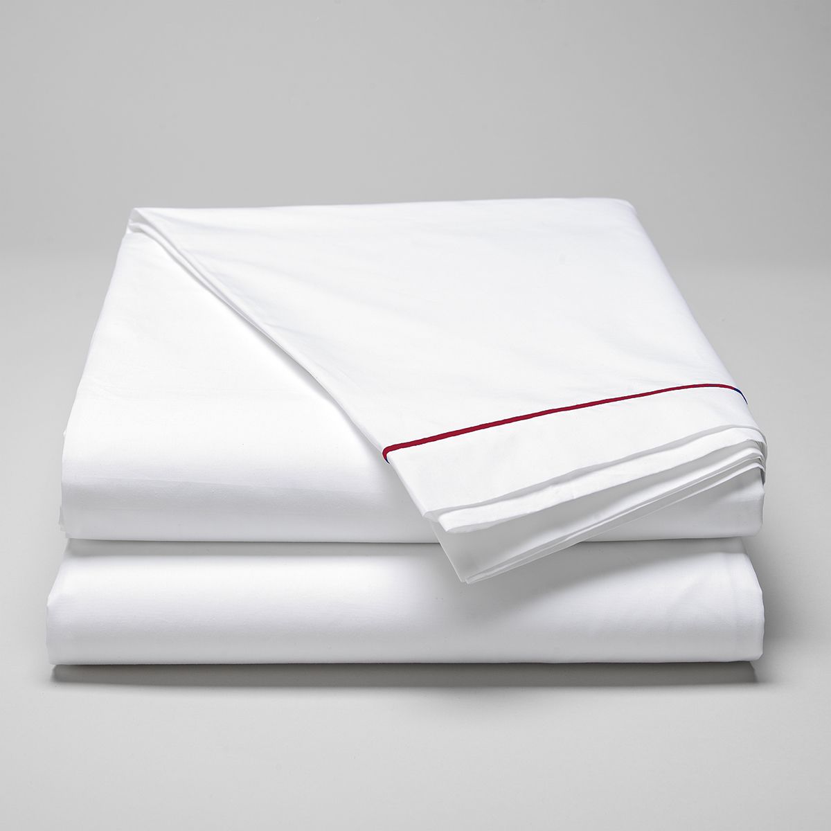 Drap plat en percale de coton 160 fils avec bourdon bordeaux