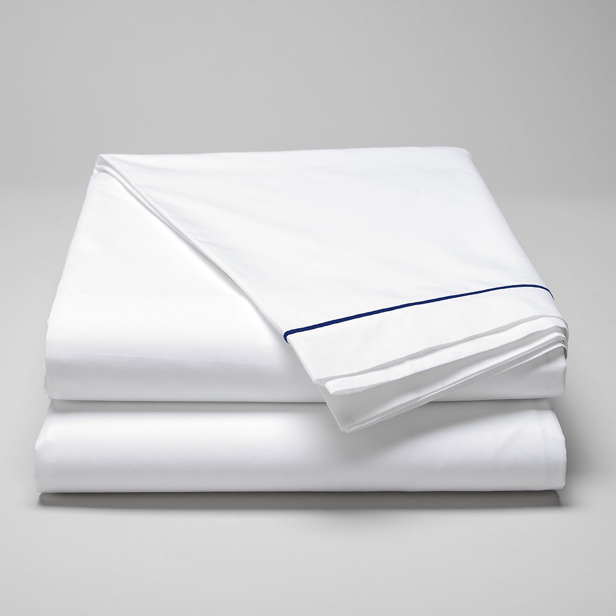 Parure de lit en percale de coton 160 fils avec bourdon bleu