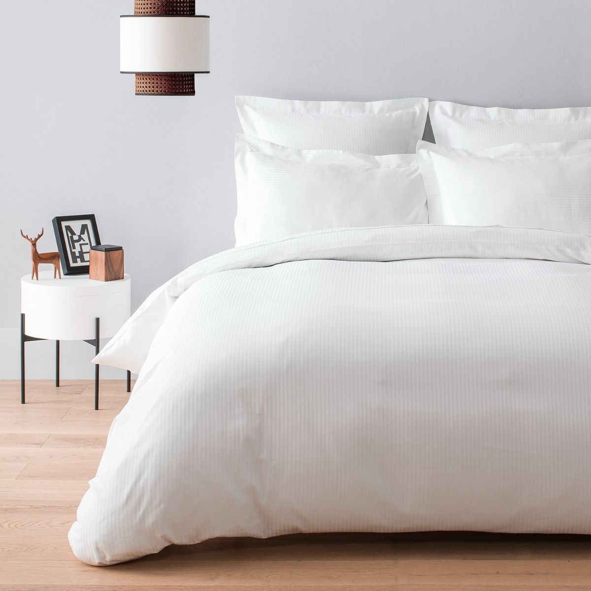 Housse de couette en satin de coton égyptien 120 fils à bandes