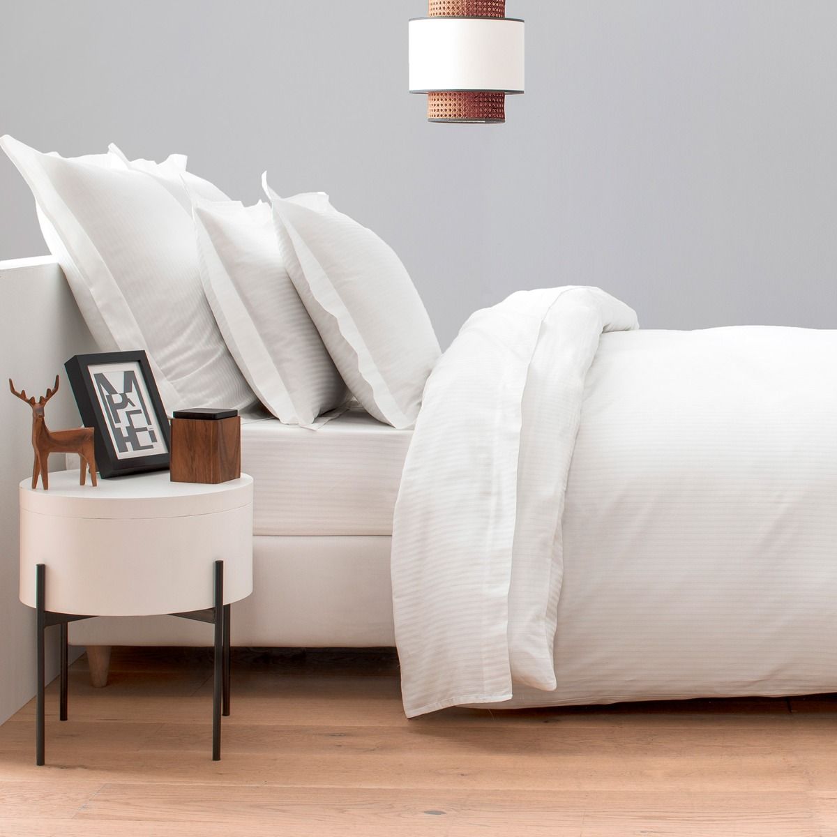 Housse de couette en satin de coton égyptien 120 fils à bandes