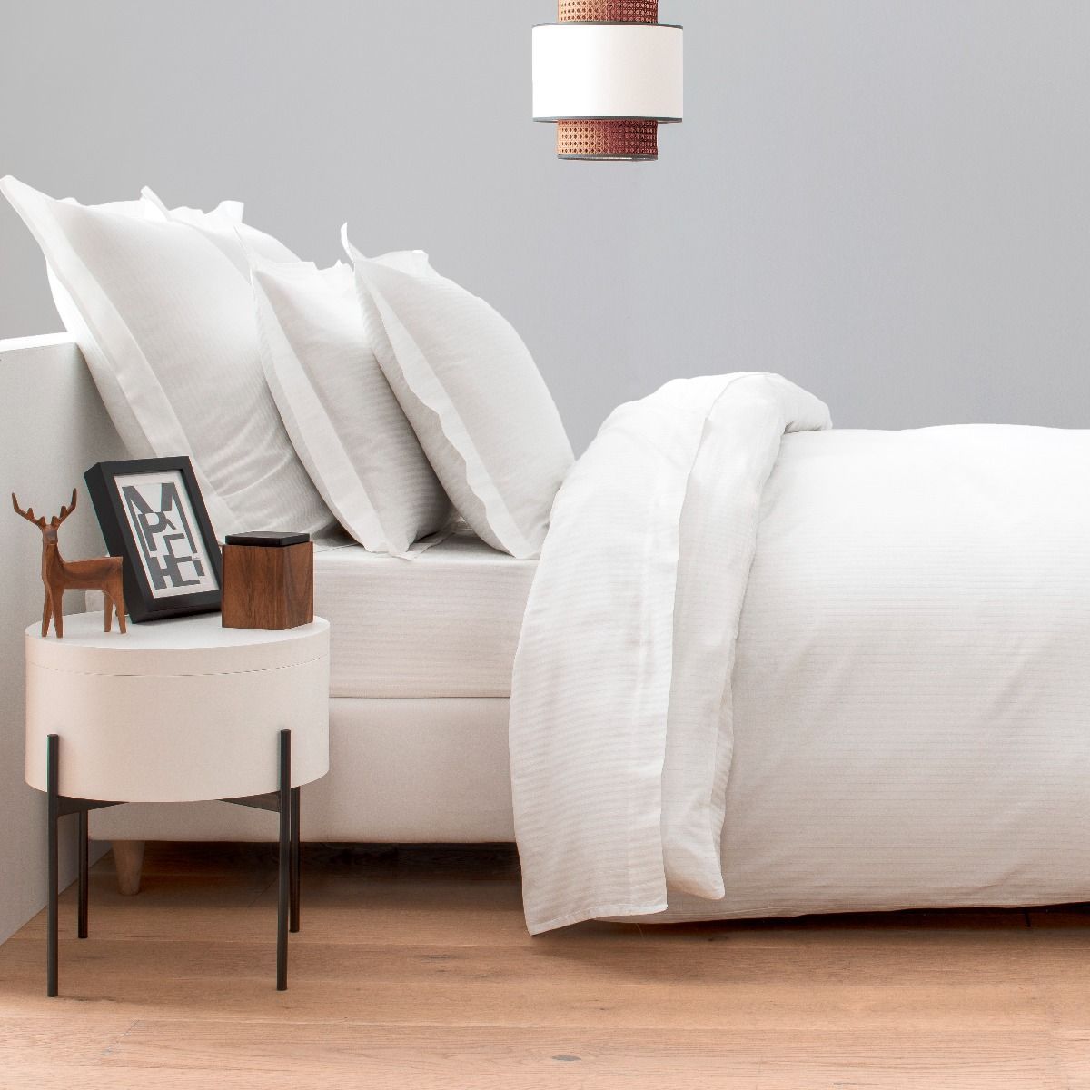 Parure de lit en satin de coton égyptien 120 fils à bandes