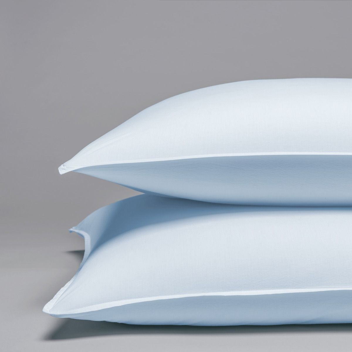 Taie d'oreiller en percale lavée de coton 120 fils - bleu pâle