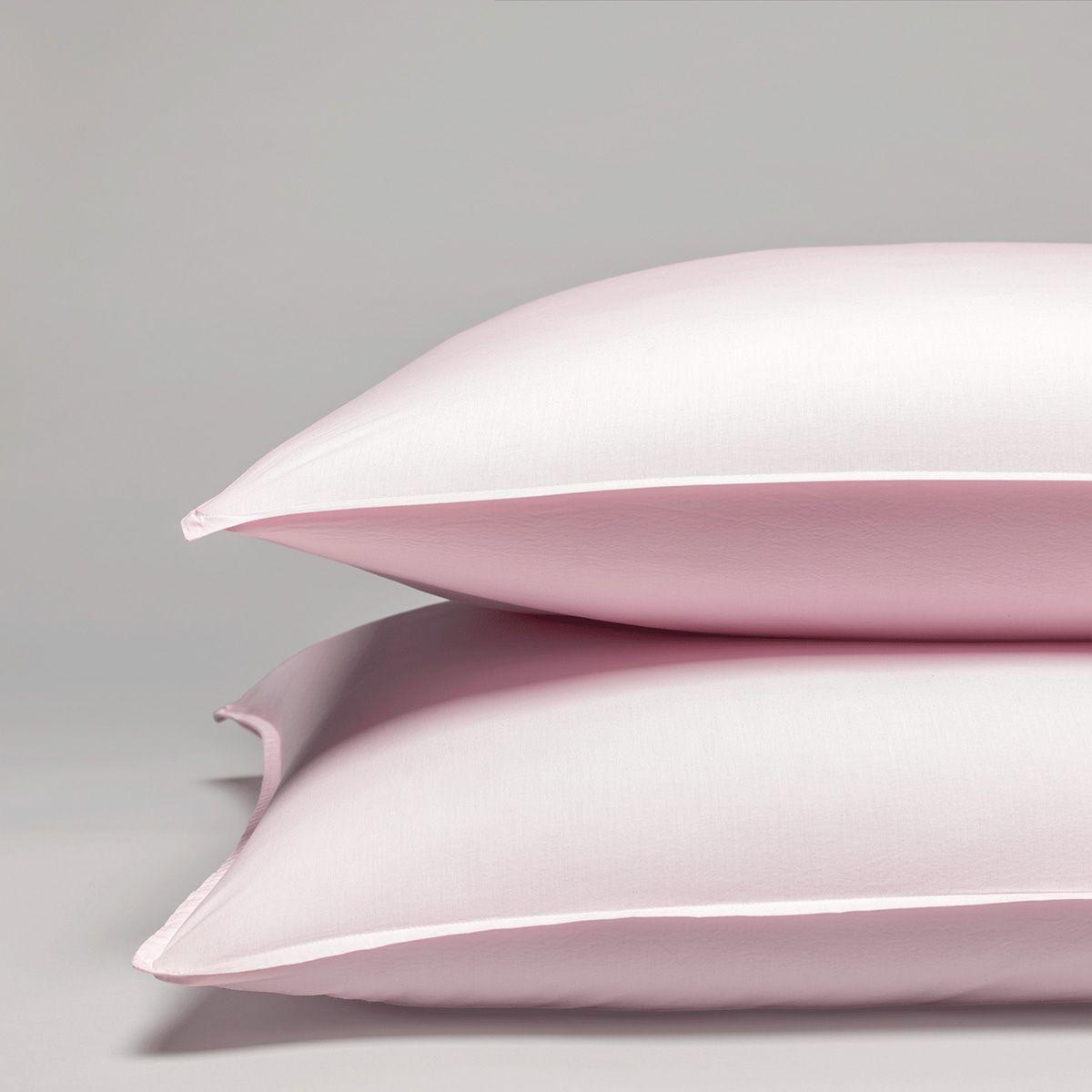 Taie d'oreiller en percale lavée de coton 120 fils - rose pâle