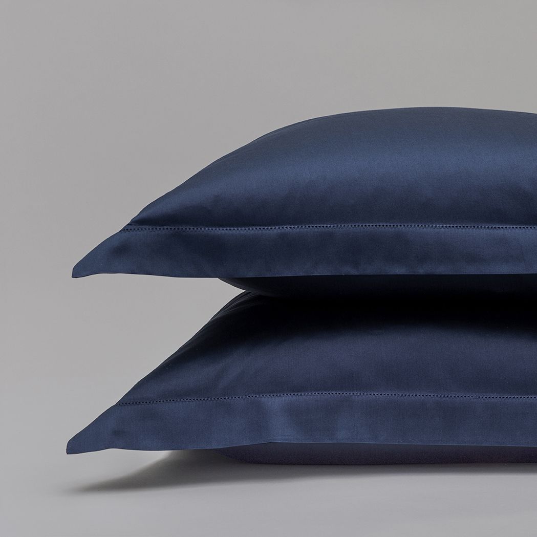 Housse de couette en satin de coton égyptien 120 fils finition jour échelle - bleu
