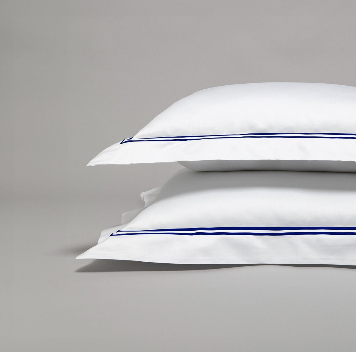 Parure de lit en satin de coton égyptien 320 fils double bourdon bleu