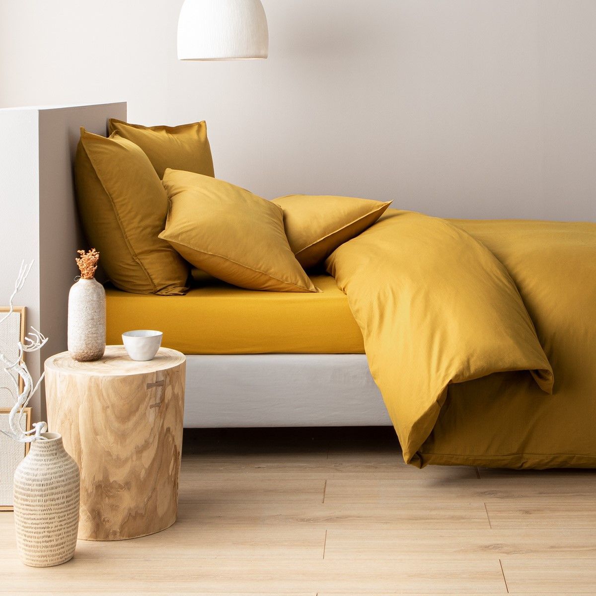 Housse de couette en percale de coton 120 fils - curcuma