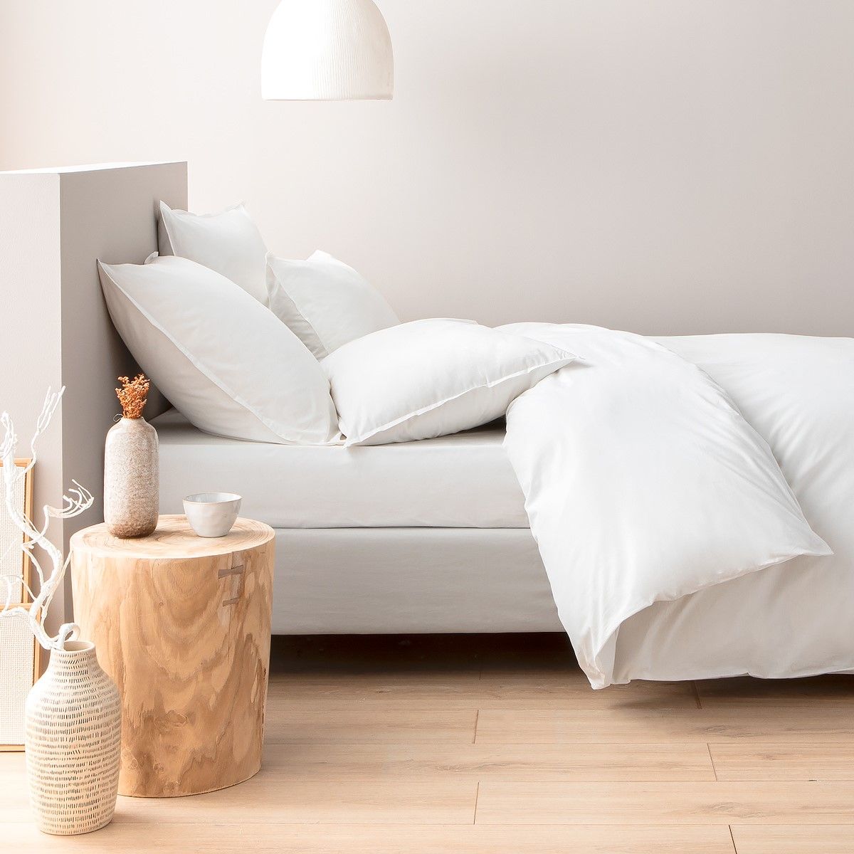 Drap housse en percale de coton 120 fils - blanc