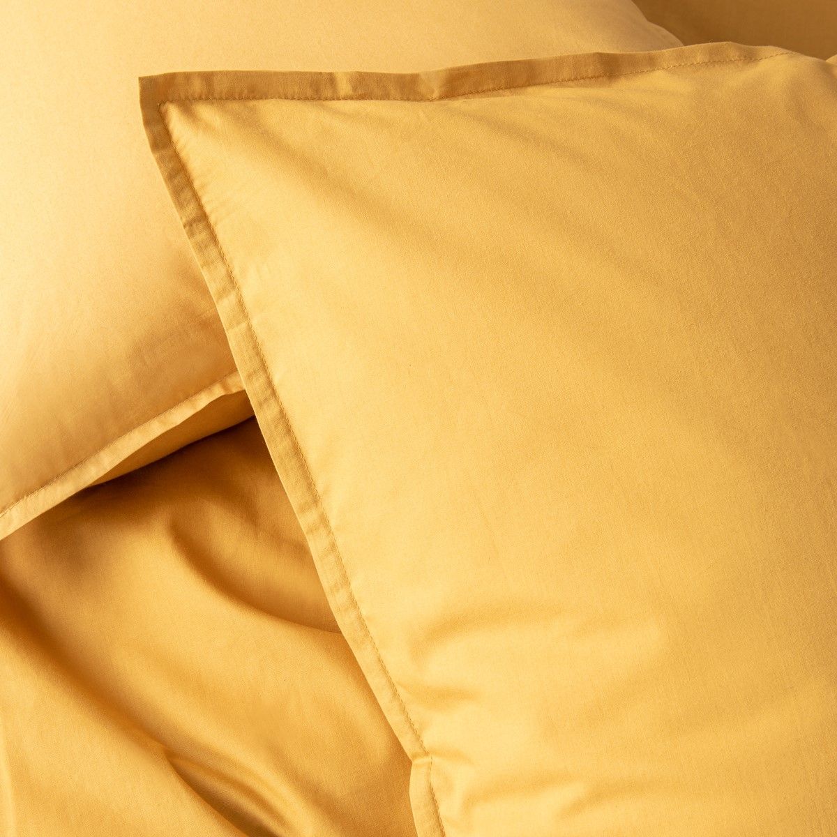 Parure de lit en percale de coton 120 fils - curcuma