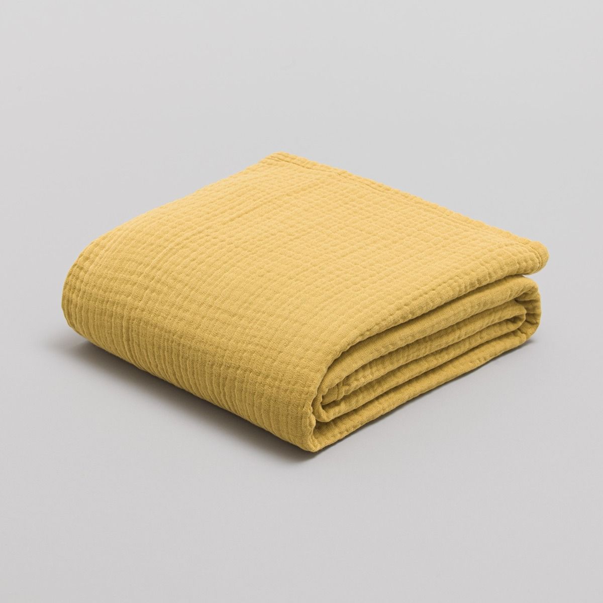 Plaid en quadruple gaze de coton 400 gsm - moutarde