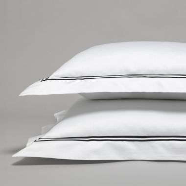Taie d'oreiller en satin de coton égyptien 320 fils double bourdon noir