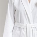 Peignoir de bain uni col chale en coton piqué 330 gsm