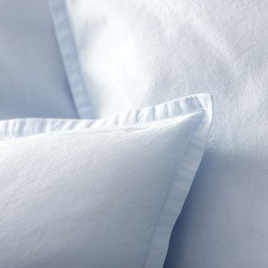 Parure de lit en percale lavée de coton 120 fils - bleu pâle