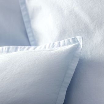 Pillow case in 120 thread count washed cotton percale - pale blue