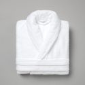 Plain shawl collar bathrobe with bourdon 450gsm - white