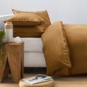 Bed linen set in pure French washed linen - glazed brown
