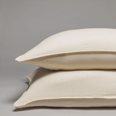 Pillow case in pure French washed linen - ivory
