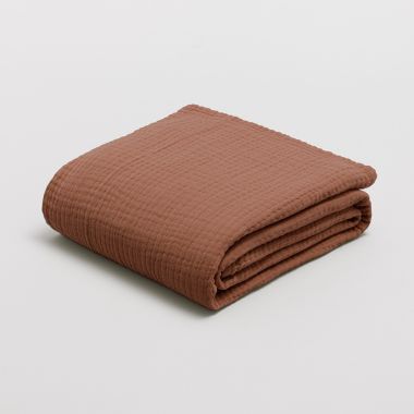 Plaid in quadruple cotton gauze 400 gsm - terracota
