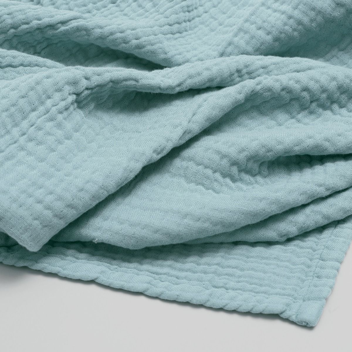 Plaid en quadruple gaze de coton 400 gsm - bleu pastel